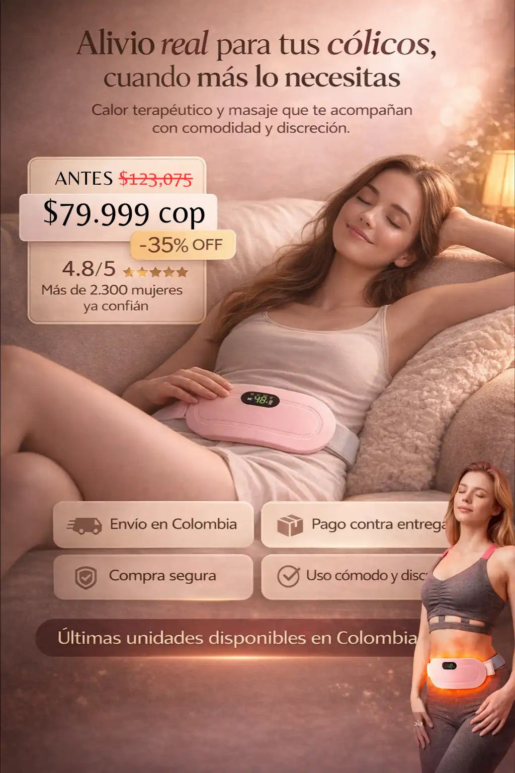 🌸 MenstraCalm® Cinturon de colicos Mestruales