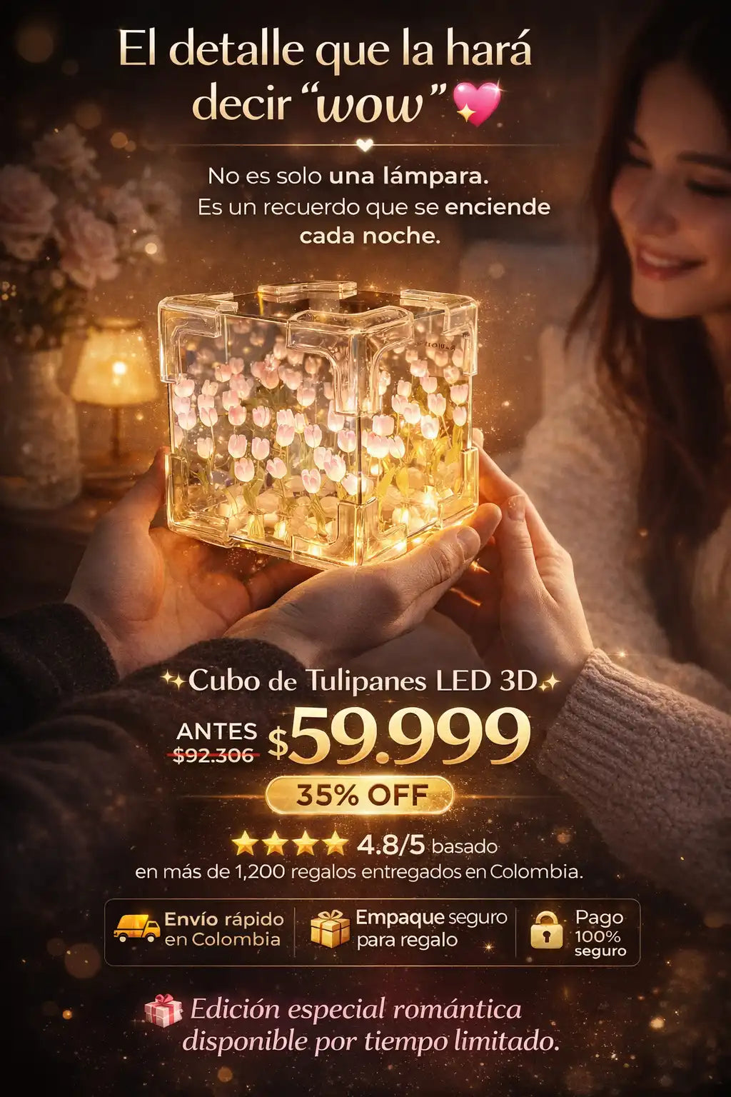 🟠 InfinityLove™ I Lámpara de Tulipanes Infinitos