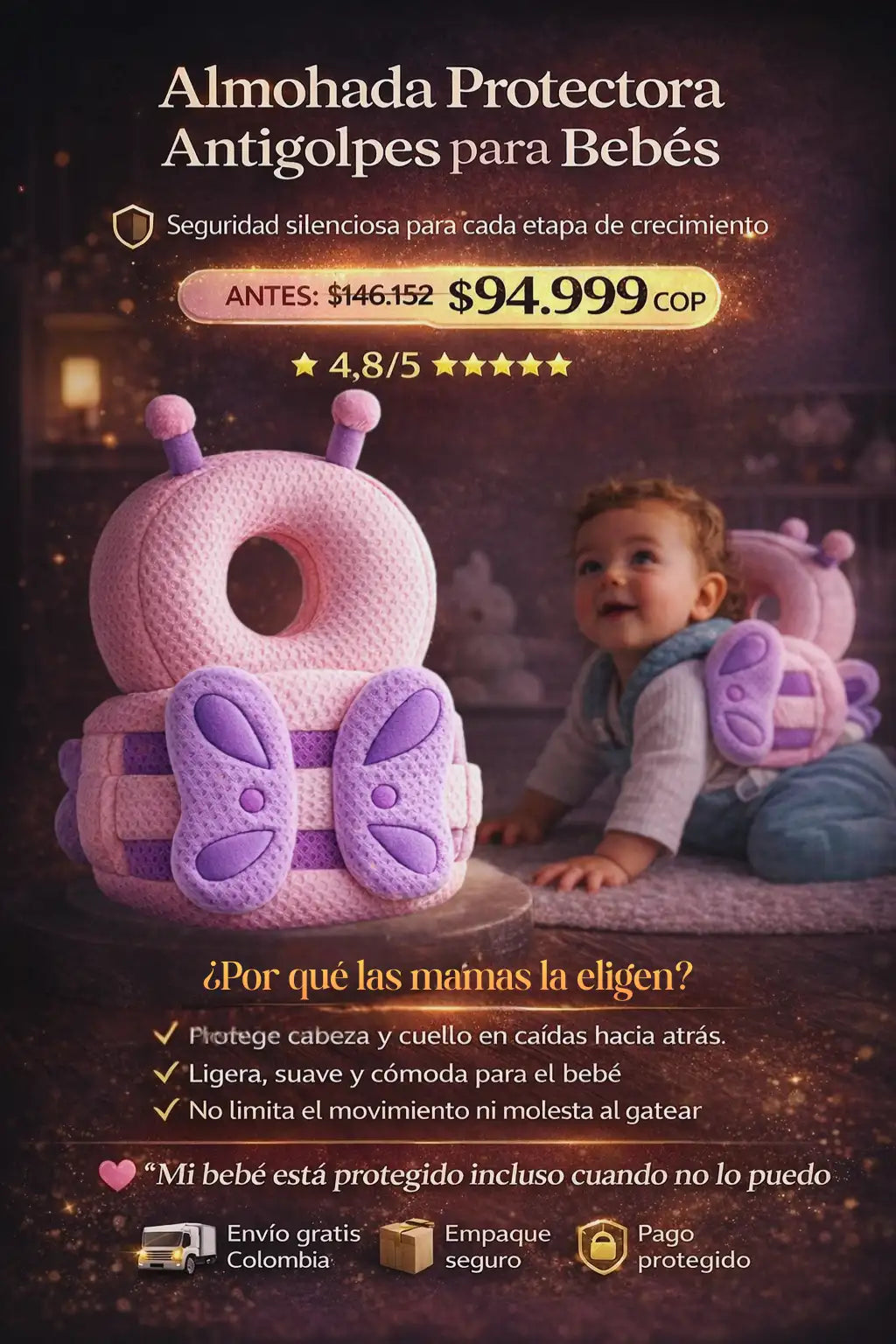 👶🏻 JunNeng® Almohada Protectora Antigolpes para Bebés