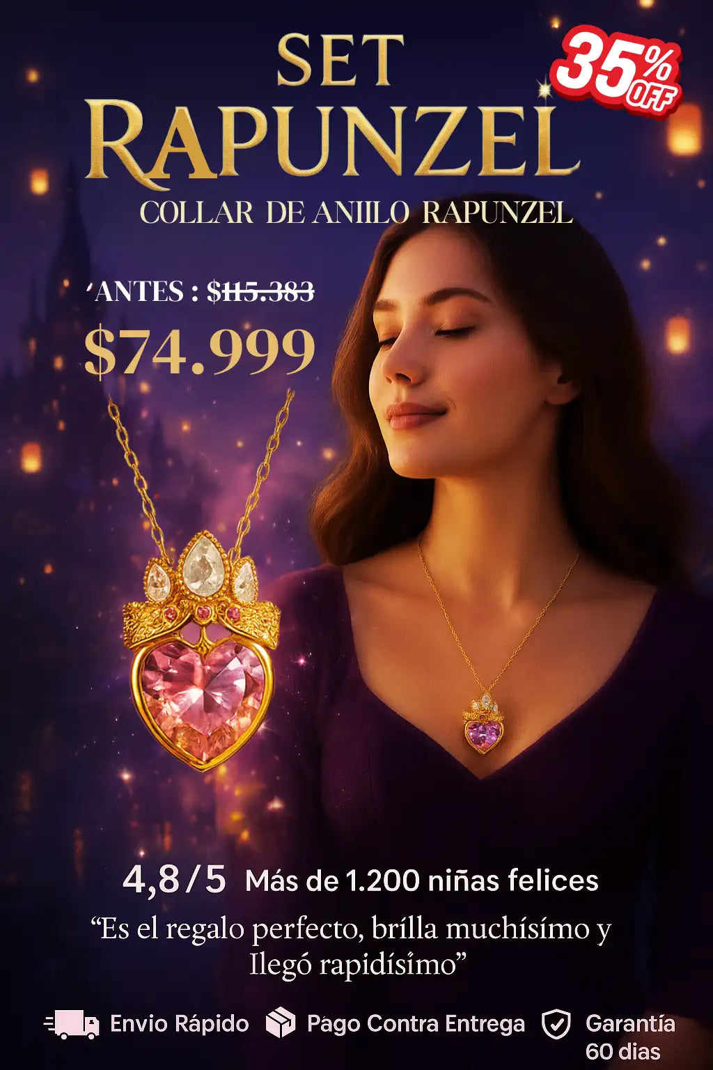 ✨ Set Rapunzel — Collar Anillo Real ✨