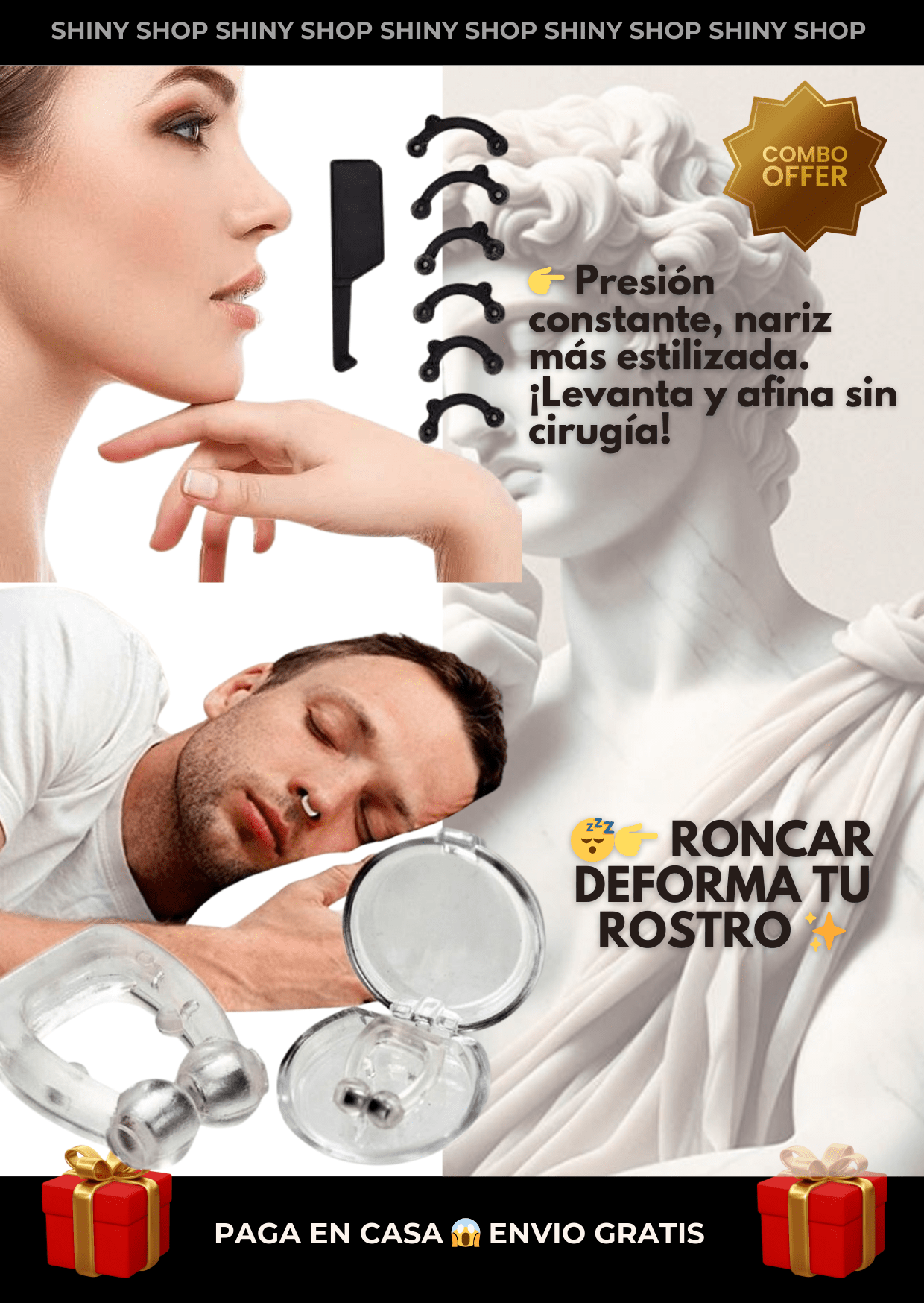 🟣 Kit Premium® 2 en 1: Moldeador Nasal + Anti - Ronquidos - Shiny Shop