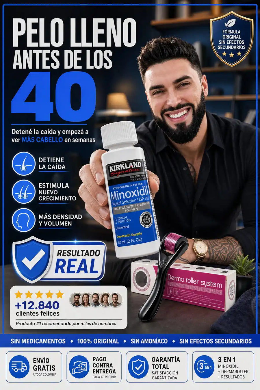 Minoxidil Kirkland® Lleva gratis un dermaller
