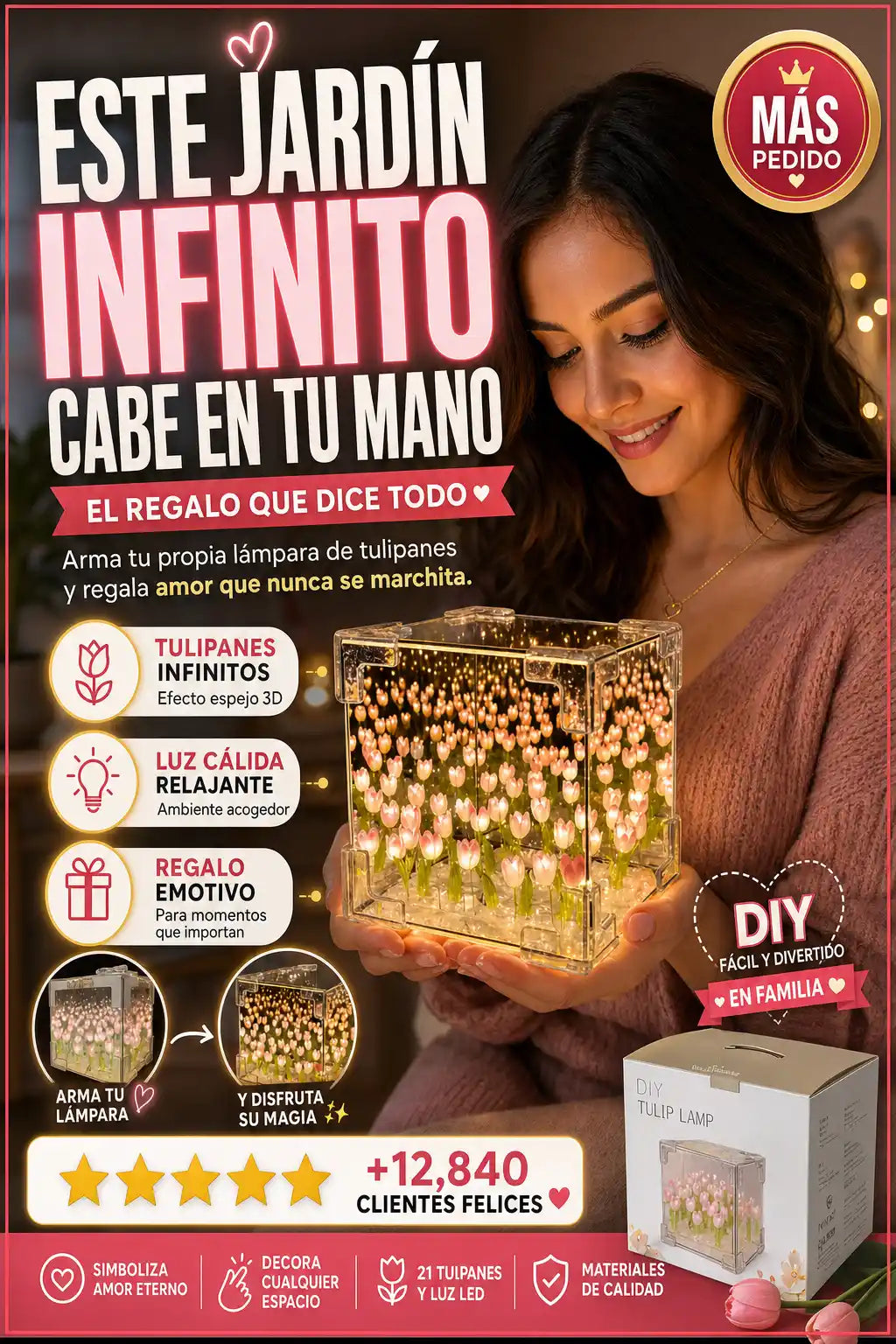 🟠 InfinityLove™ I Lámpara de Tulipanes Infinitos