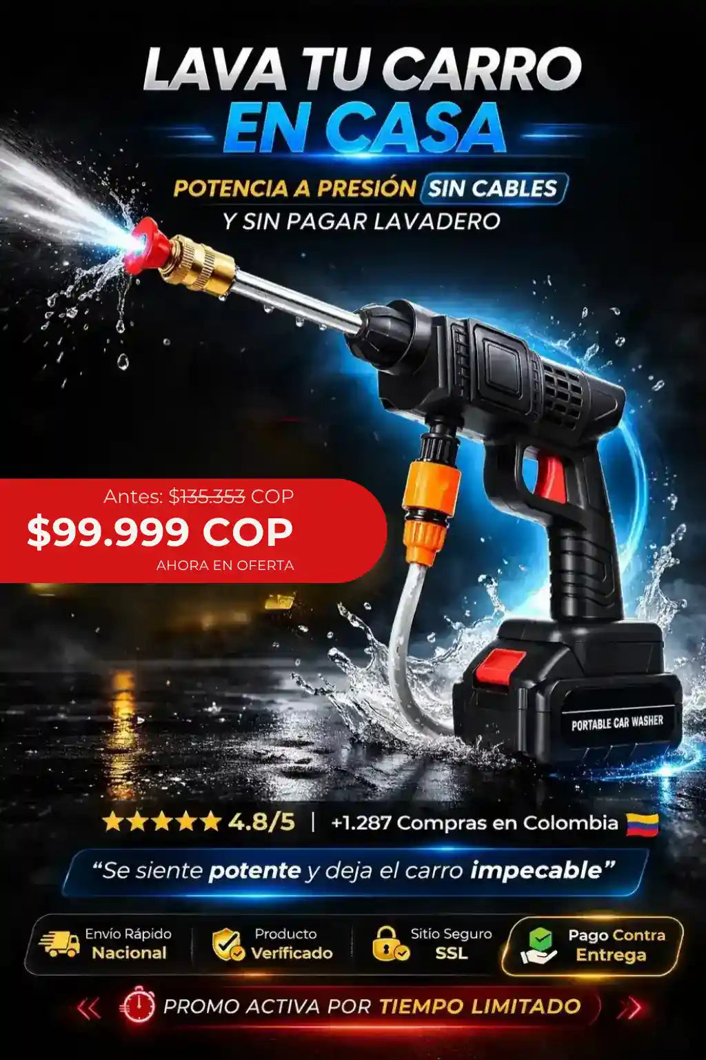 💦 WASHER® Hidrolavadora a Presion Recargable