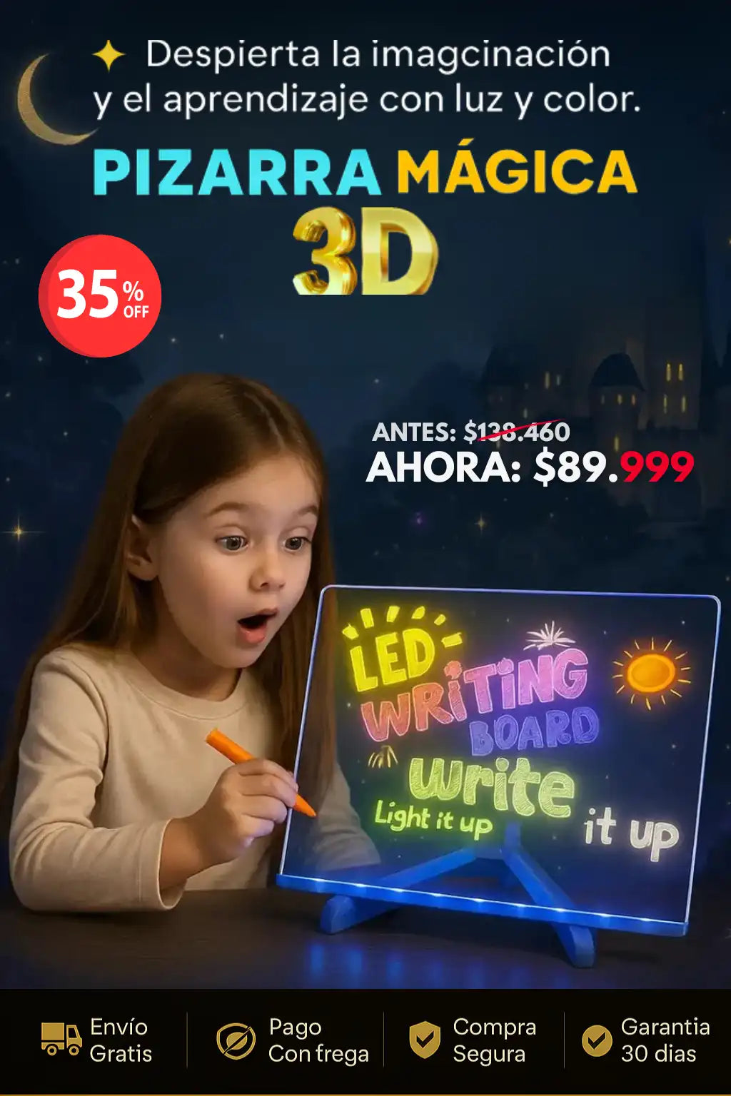 Pizarra Mágica 3D — Dibuja, crea y aprende con luz