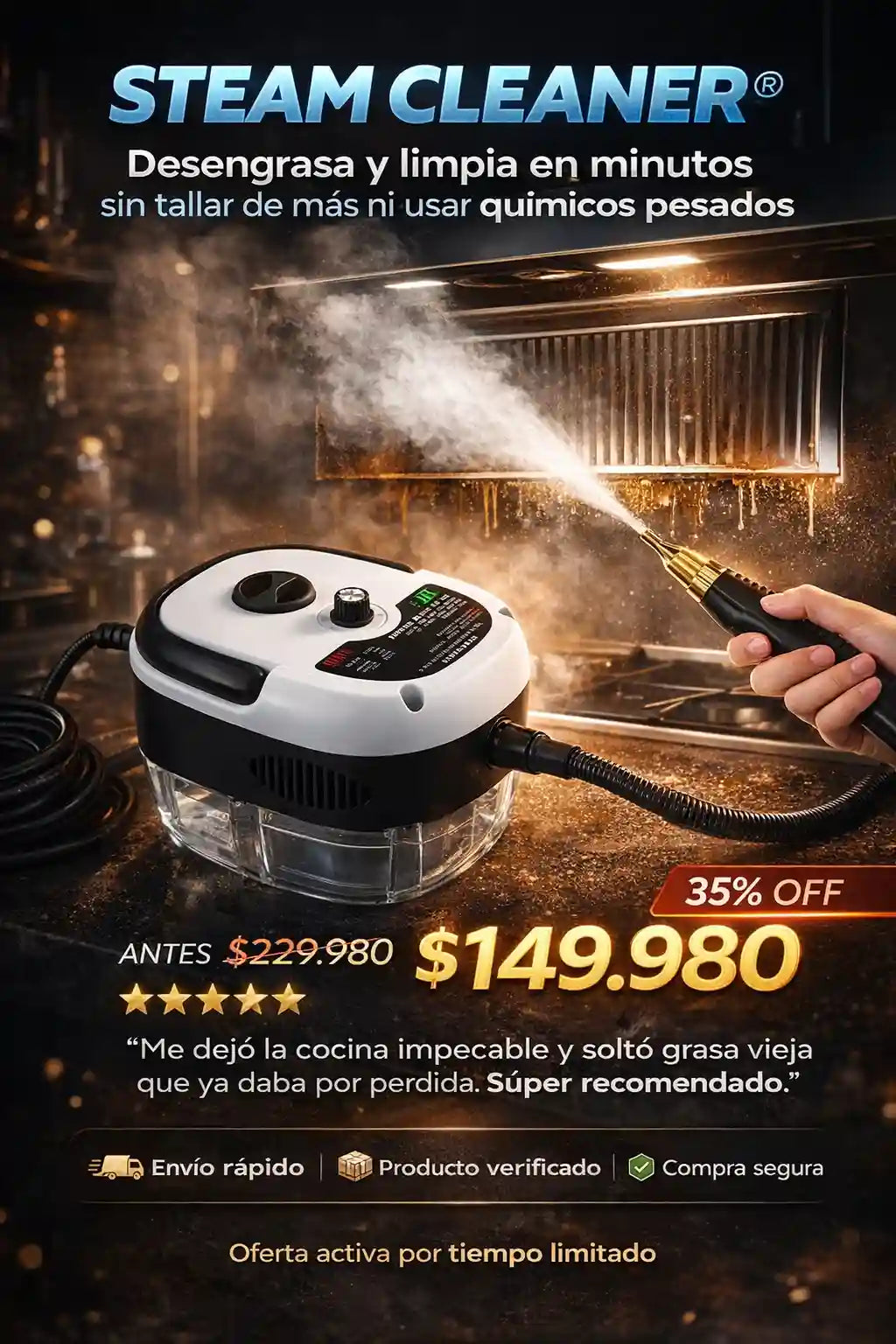 🔥 STEAM CLEANER®  Desengrasa y limpia en minutos