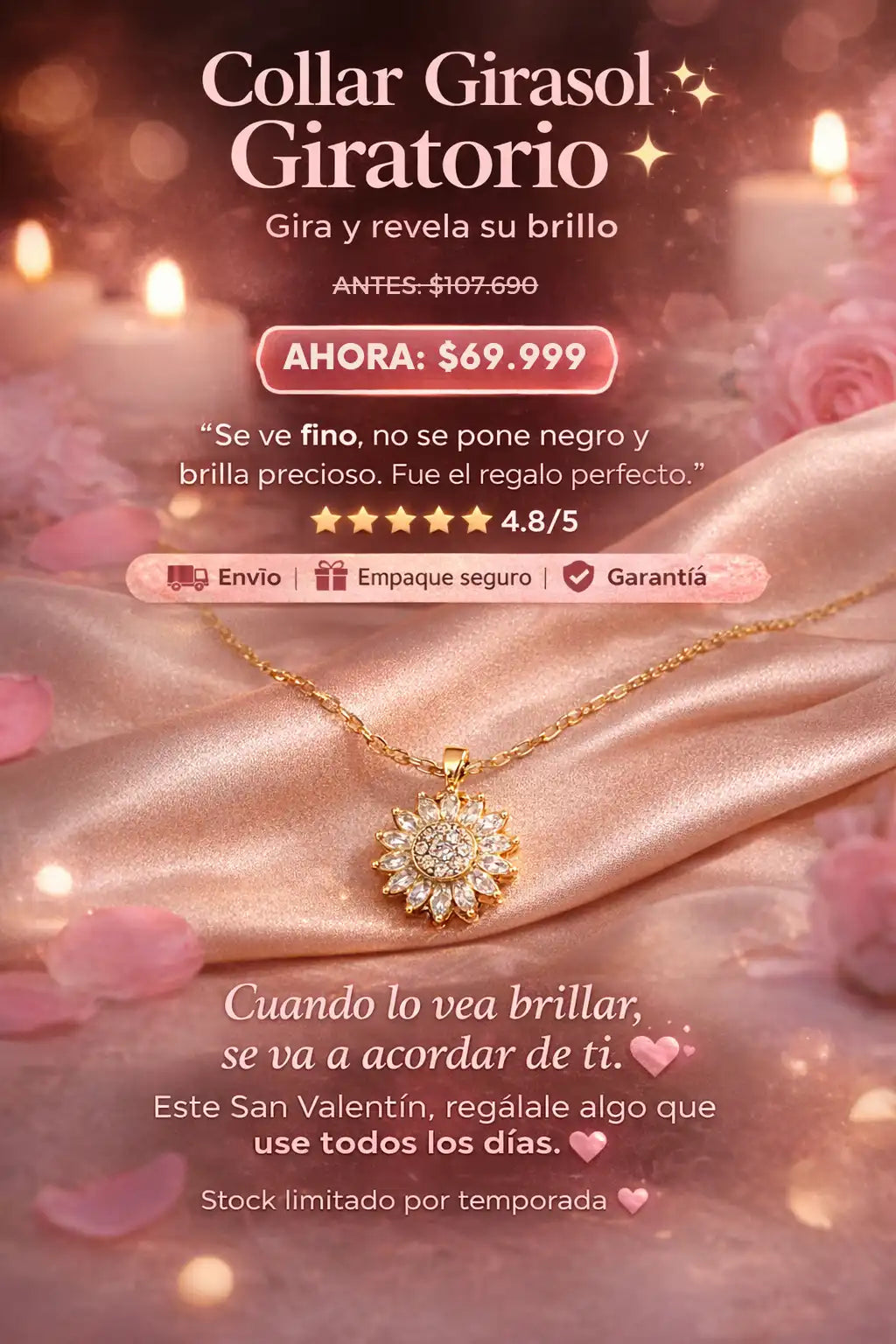 🌻 Aura™ I Collar de Girasol Giratorio - MATERIAL PREMIUM