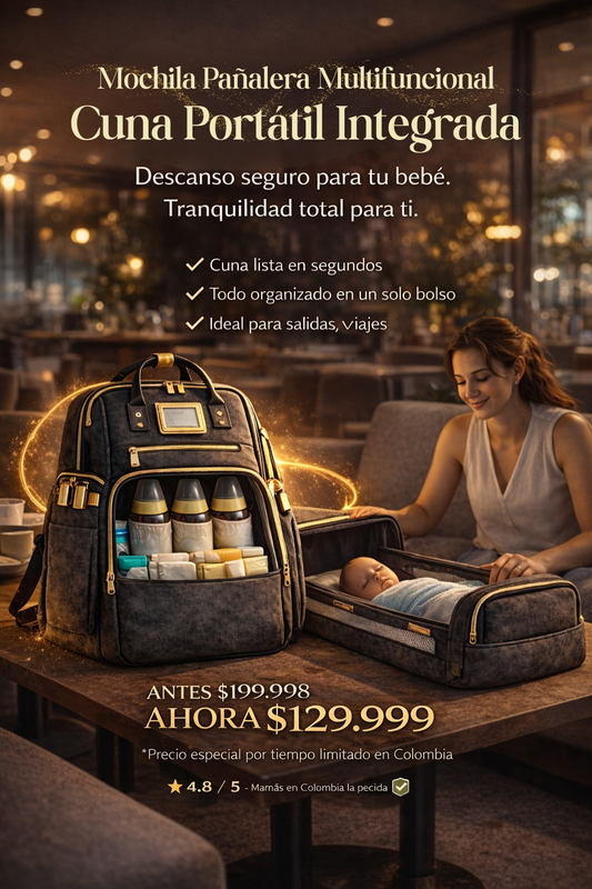 👶🏻✨ BabyNest 2-in-1 Mochila pañalera con cuna portátil integrada 🛏️🎒
